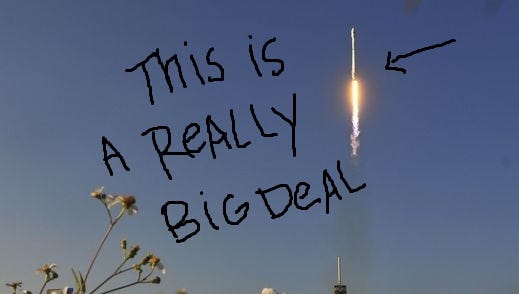 SpaceX made history last night by reusing a rocket booster. THIS IS A BIG DEAL, PEOPLE.