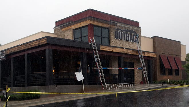 The new Outback restaurant under construction on Airport Boulevard on Tuesday.