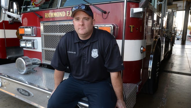 Richmond firefighter Andy Buckler at Fire Station No. 1 in Richmond.