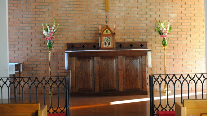 The walnut altar and cedar tabernacle at All Saints Anglican Church. All Saints is offering the Sacred Arts Series on the art and architecture of churches beginning with a workshop at 10 a.m. Saturday and continuing on Wednesdays during Lent.