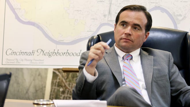 Cincinnati Mayor John Cranley’s November went from bad to worse when he weighed in on the controversial issue of whether the United States should accept Syrian refugees, a political expert writes. Shown, Cranley discusses his next steps after the Nov. 3 failure of his park levy.
