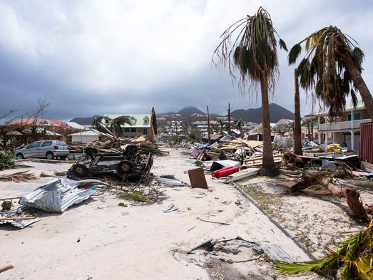 Damage caused by Hurricane Irma in Orient Bay on the