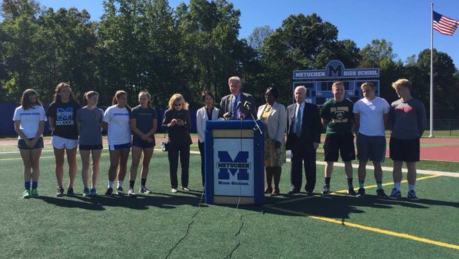 U.S. Rep. Frank Pallone Jr., D-N.J., 6th District, reintroduced the Cardiomyopathy Health Education, Awareness, Risk Assessment and Training in the Schools (HEARTS) Act at Metuchen High School on Monday.