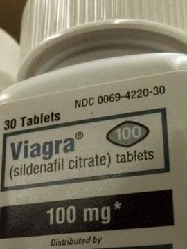 A bottle of Viagra made by Pfizer Inc.
