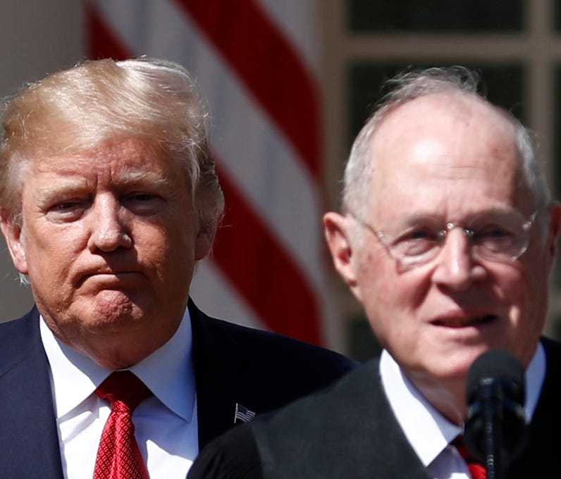 President Donald Trump and Supreme Court Justice Anthony Kennedy in 2017.