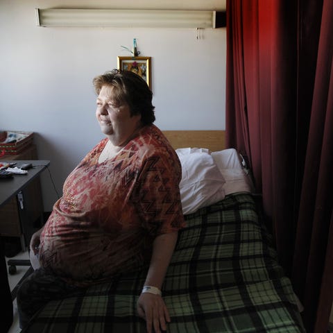 Olga Luchanko, left, a resident of the embattled B