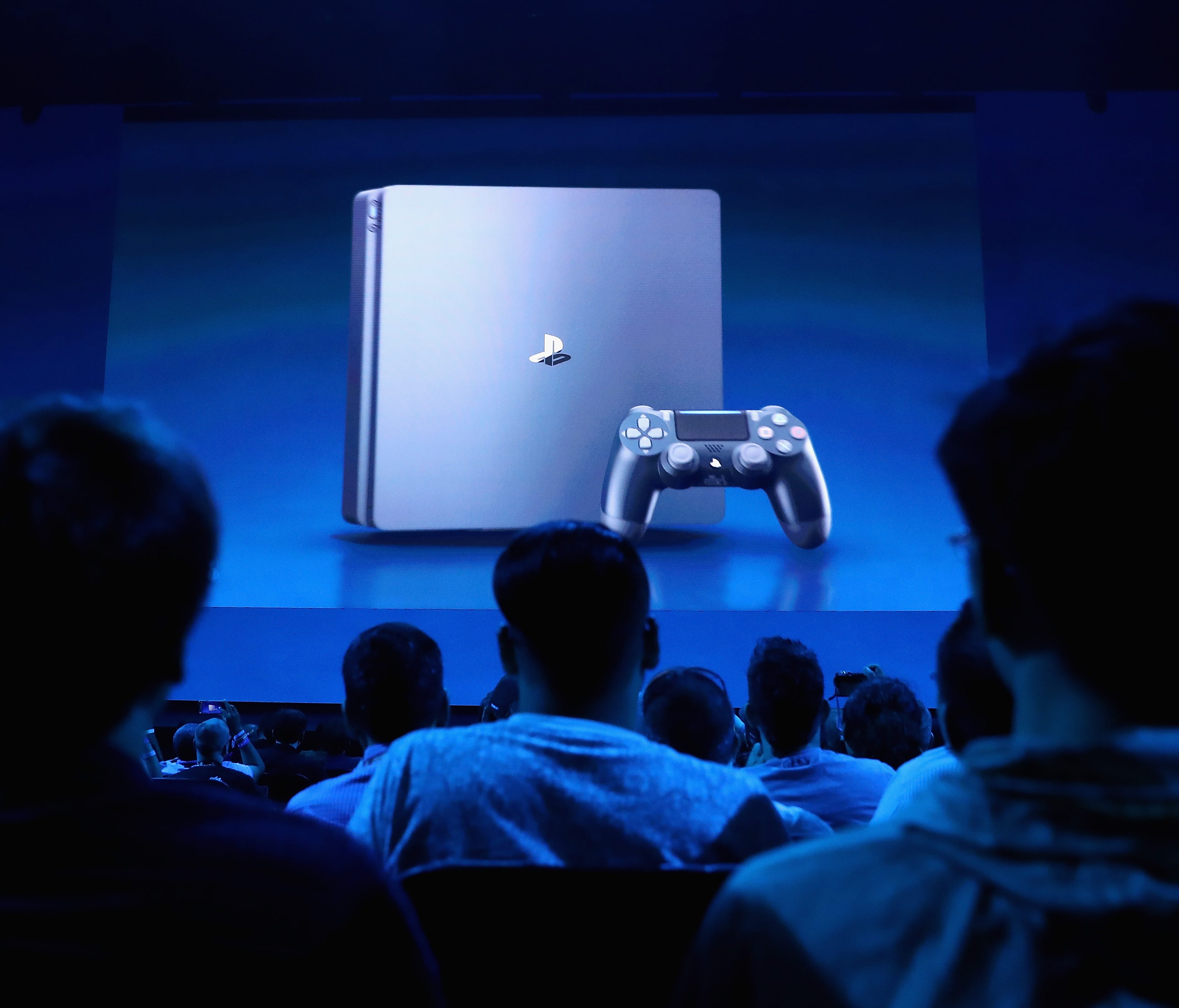 Game enthusiasts and industry personnel attend the Sony Playstation E3 conference at the Shrine Auditorium in Los Angeles.