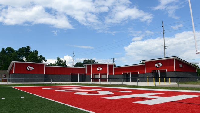 Coshocton's new fieldhouse is nearing completion at Stewart Field. The 5,000-square foot facility will house new locker rooms for football, both soccer teams and also features new restroom and concession areas.
