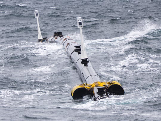 A portion of The Ocean Cleanup Project's passive system,