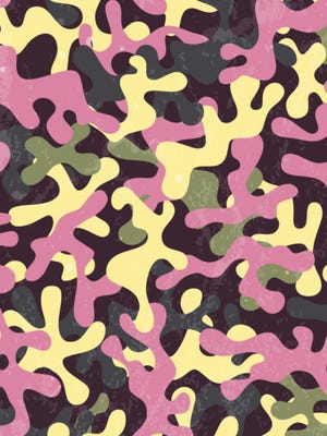 A pink camouflage pattern.