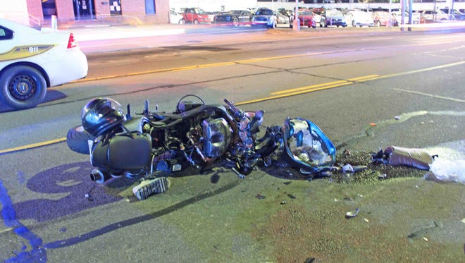 A motorcyclist was critically injured after being hit by a Chevrolet Impala late Sunday night. The driver of the Impala did not stop.