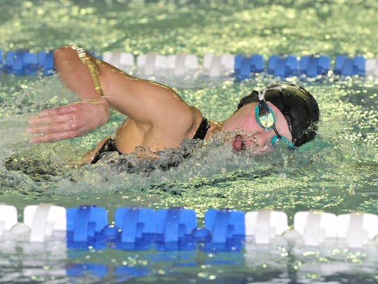 Sam Chin of Northern Highlands swims in the 500 Freestyle