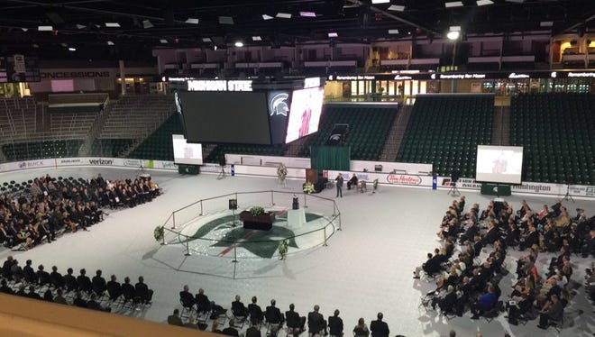 Memorial service for Ron Mason at Munn Arena
