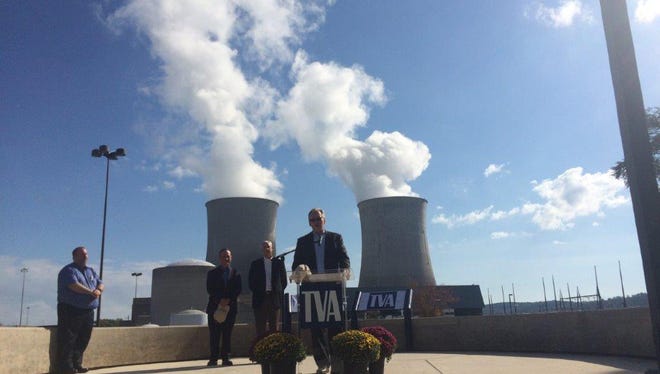 Bill Johnson, president and CEO of TVA, announces that the Watts Bar Unit 2 is now commercially operational.
