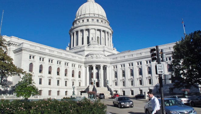 The Wisconsin capitol building is shown in Madison.