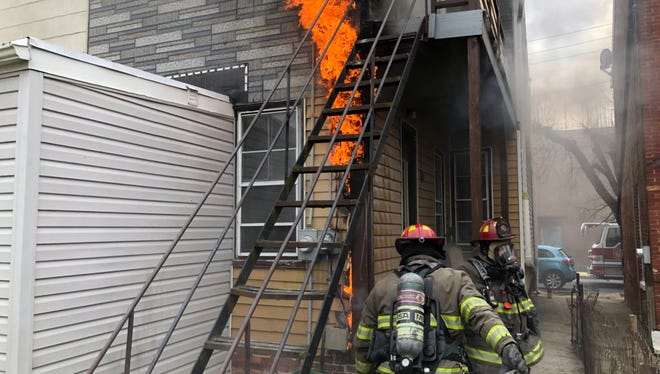 Officials respond to a fire in the 100 block of East Boundary Avenue Friday, March 2. Photo courtesy of the York City Fire Department.