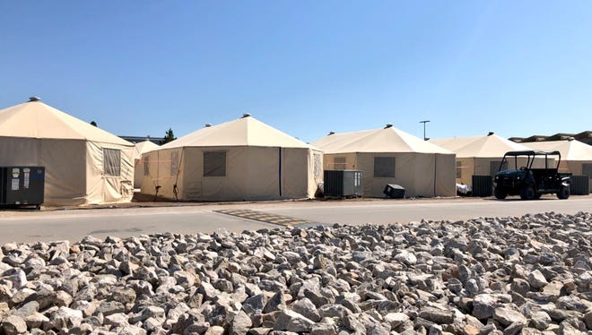 The encampment for detained immigrant children at Tornillo, Texas, seen in June.