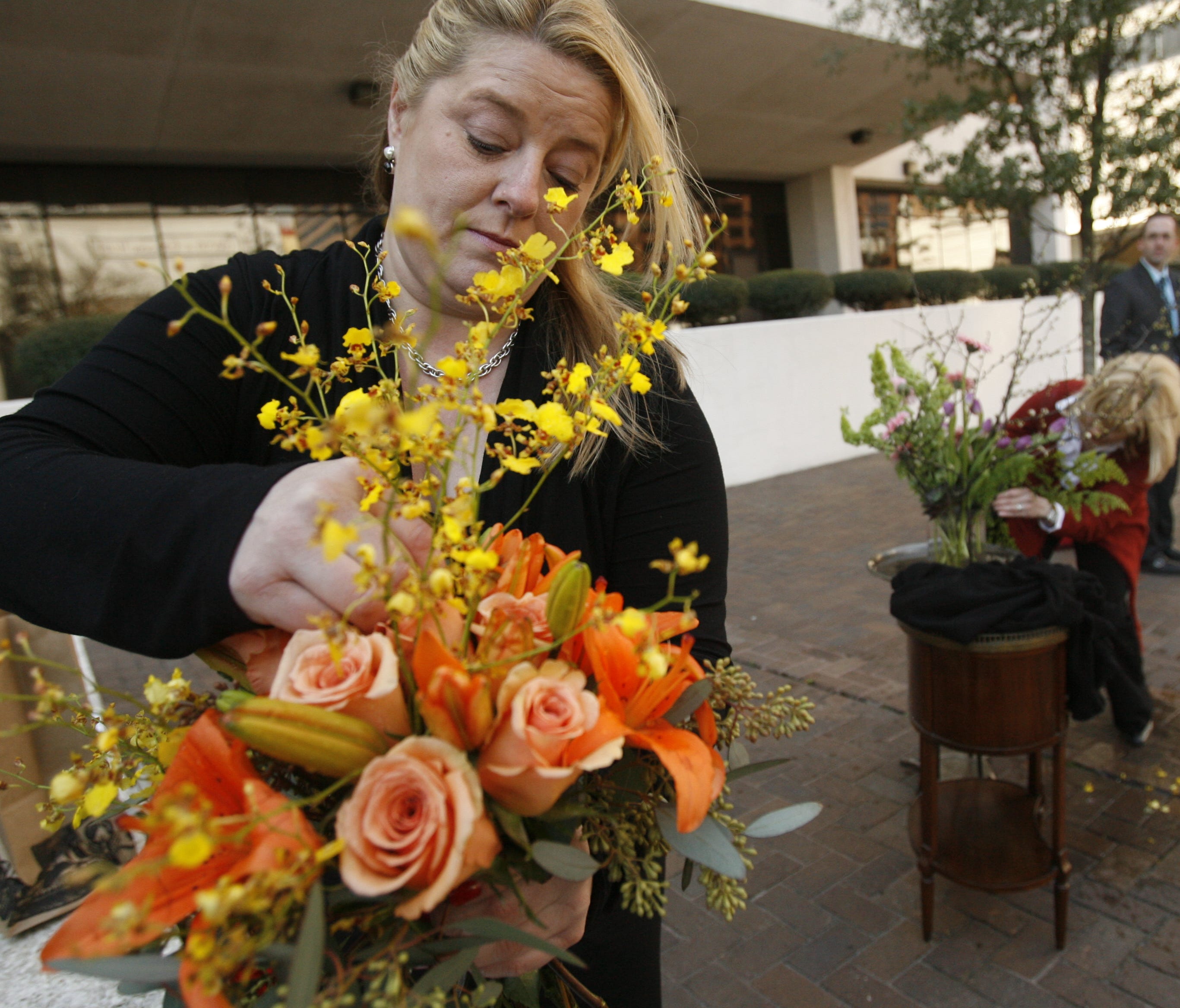 Unlicensed florist Monique Chauvin protests at the courthouse in New Orleans in 2010.