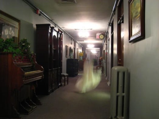An apparition appears in a hallway at the Jerome Grand