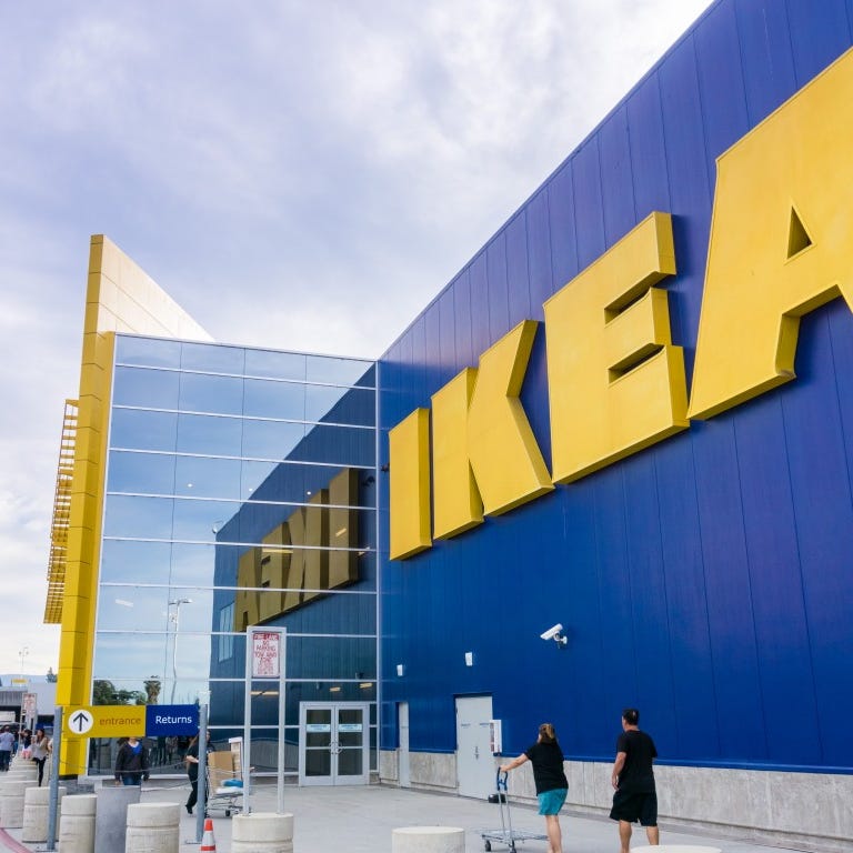 20. IKEA     • Decline in rank, 2020 to 2021:  -12 places (No. 72 to No. 84)     • Brand value, 2021:  $21.0 billion     • Change in brand value, 2020 to 2021:  +17%     • Industry:  Retail