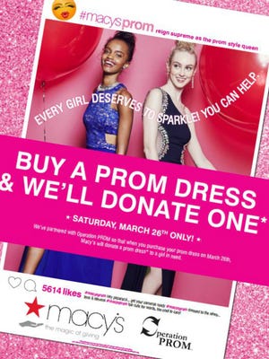 Macy's will donate one prom dress for each one sold March 26.