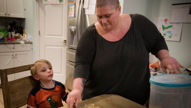 Danielle Alaimo is concerned if a new TennCare bill, that has work requirements, becomes law it would force her to work instead of take care of her son Malcolm who has cerebral palsy.  Tuesday, March 20, 2018 in Nashville, Tenn.