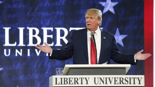 Candidate Donald Trump at Liberty University in Lynchburg, Va., Jan. 18, 2016.