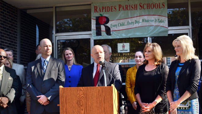 Rapides Parish School Board Superintendent Nason "Tony" Authement announces an overall district improvement in school performance scores at the parish school board office on Tuesday, October, 21, 2014. --Tia Owens-Powers/ towens@thetowntalk.com