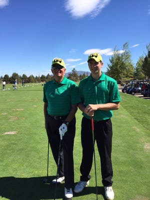 Bruce Brundage, left, and Zack Scoolish, a couple of Vestal Bears, were partners for a golf tournament on the west coast recently.