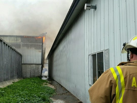 Fire at Ebert Enterprises near Algoma
