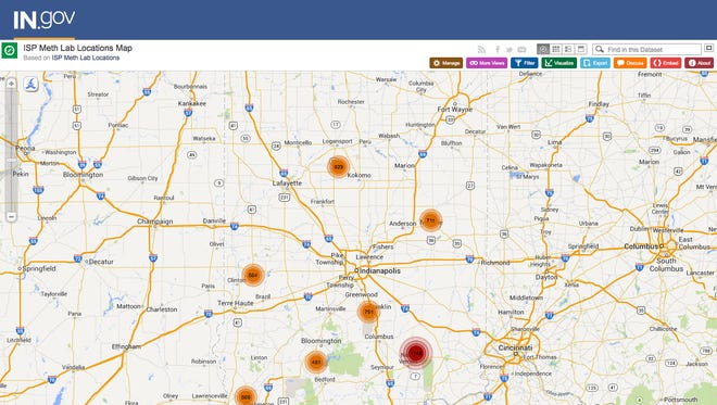 Indiana State Police website lists locations of former meth labs.