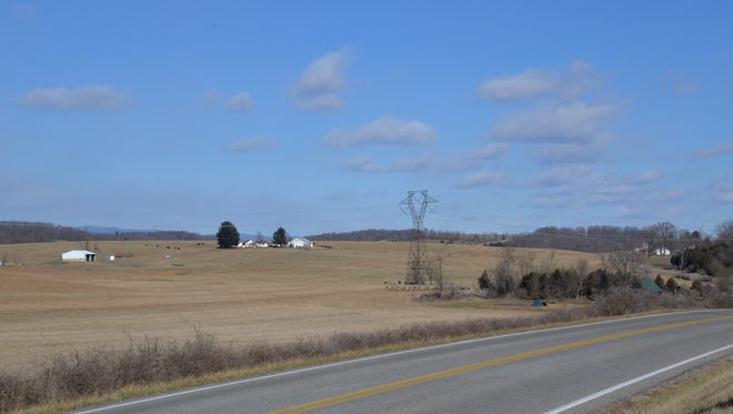 The field next to Ryan Blosser's home outside of Churchville, which could be used as a storage yard for Dominion's proposed Atlantic Coast Pipeline.