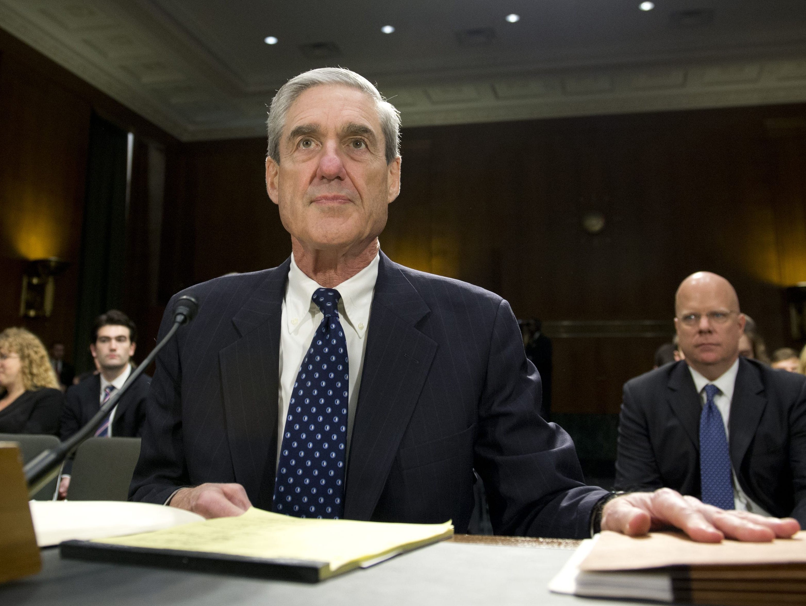 Then FBI Director Robert Mueller arrives to testify before the U.S. Senate Judiciary Committee on oversight during a hearing on Capitol Hill in Washington on June 19, 2013.