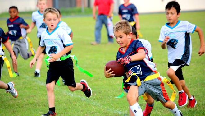 Carlsbad's NFL flag football league kicked off on Tuesday night. Games will resume on Thursday.