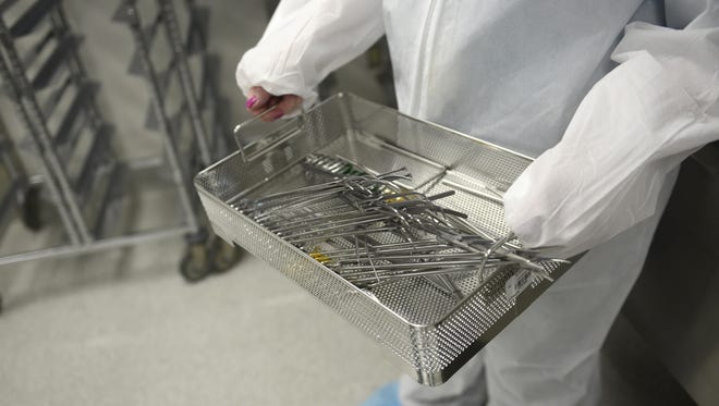 The cleaning process starts in the operating room. The instruments are then sent to sterile processing.