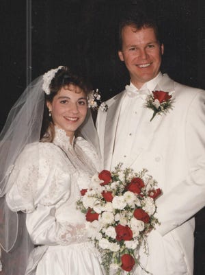 Cindy and Jay Glover pictured here on their wedding day Jan. 23, 1993. The couple were married in Rio Rancho, New Mexico.
