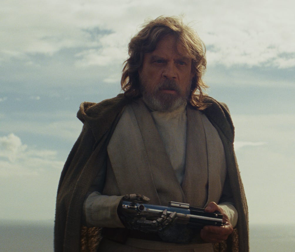 Luke Skywalker (Mark Hamill) was not always happy in 'The Last Jedi.'