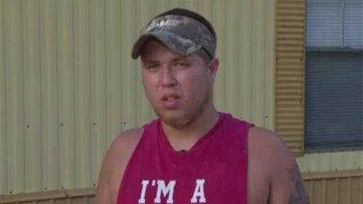In this June 18, 2015 frame from video Joey Meek, friend of Dylann Roof who is accused of killing nine black church members during Bible study on June 17 in Charleston , S.C., speaks to The Associated Press. Meek was arrested Thursday, Sept. 17, more than a month after authorities told him he was under federal investigation for lying to them and failing to report a crime, an official close to the probe said. (APTN via AP)