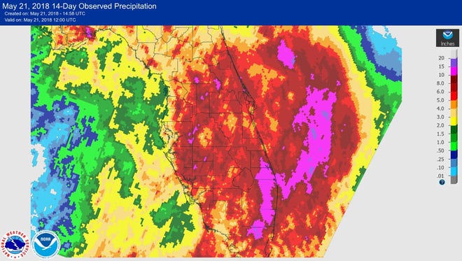 Rainfall over the past two weeks.