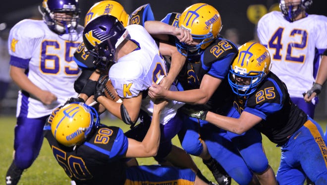 In Oconto’s game with Kewaunee on Friday, the Blue Devils recorded a sack for a loss. Initial contact made by Jordan Westphal (50). Assisting on the sack John Humblet (34), Carson Moe (22), and Bryce O'Connor 25).
