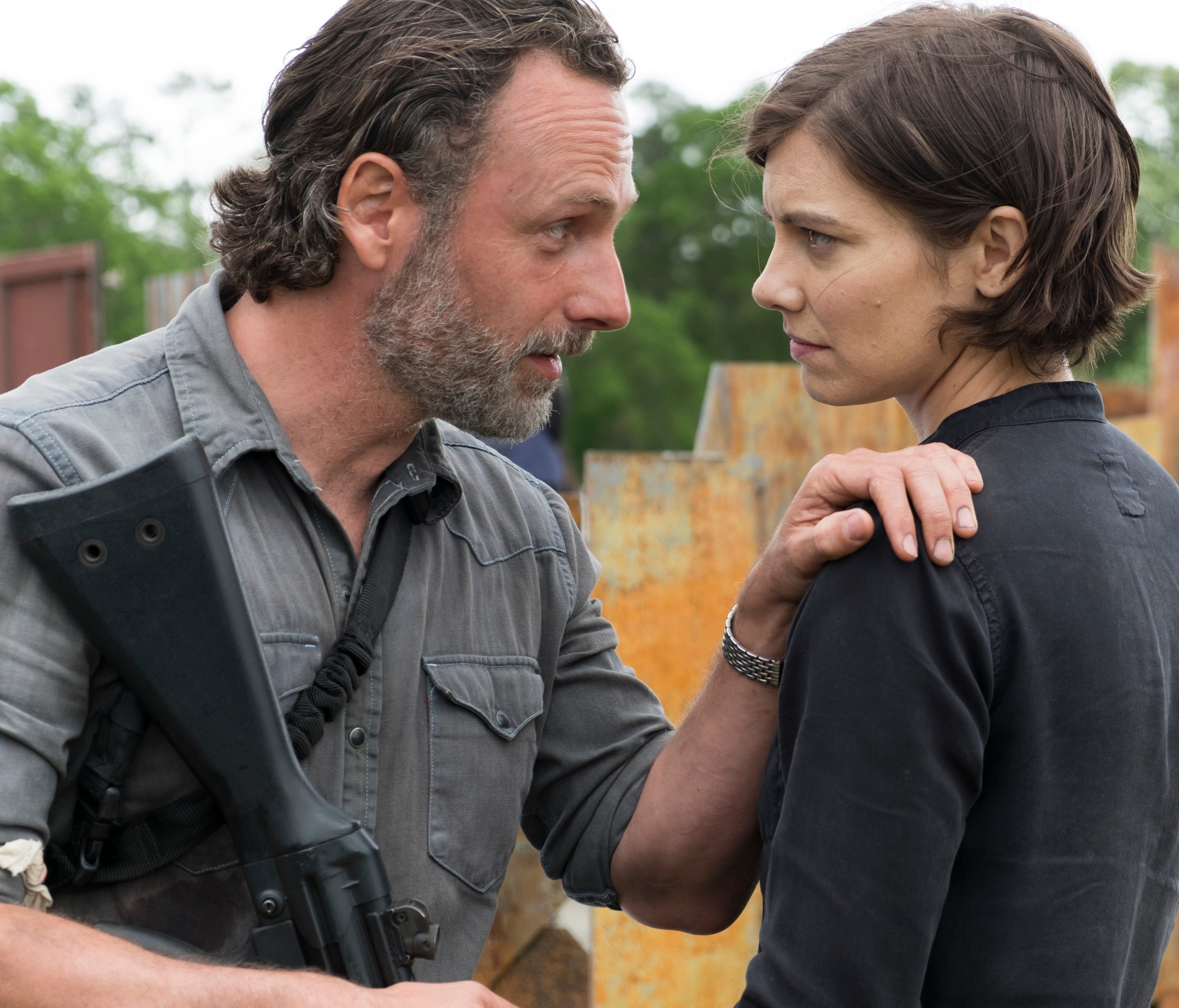 Andrew Lincoln as Rick Grimes, Lauren Cohan as Maggie Greene on 'The Walking Dead.'