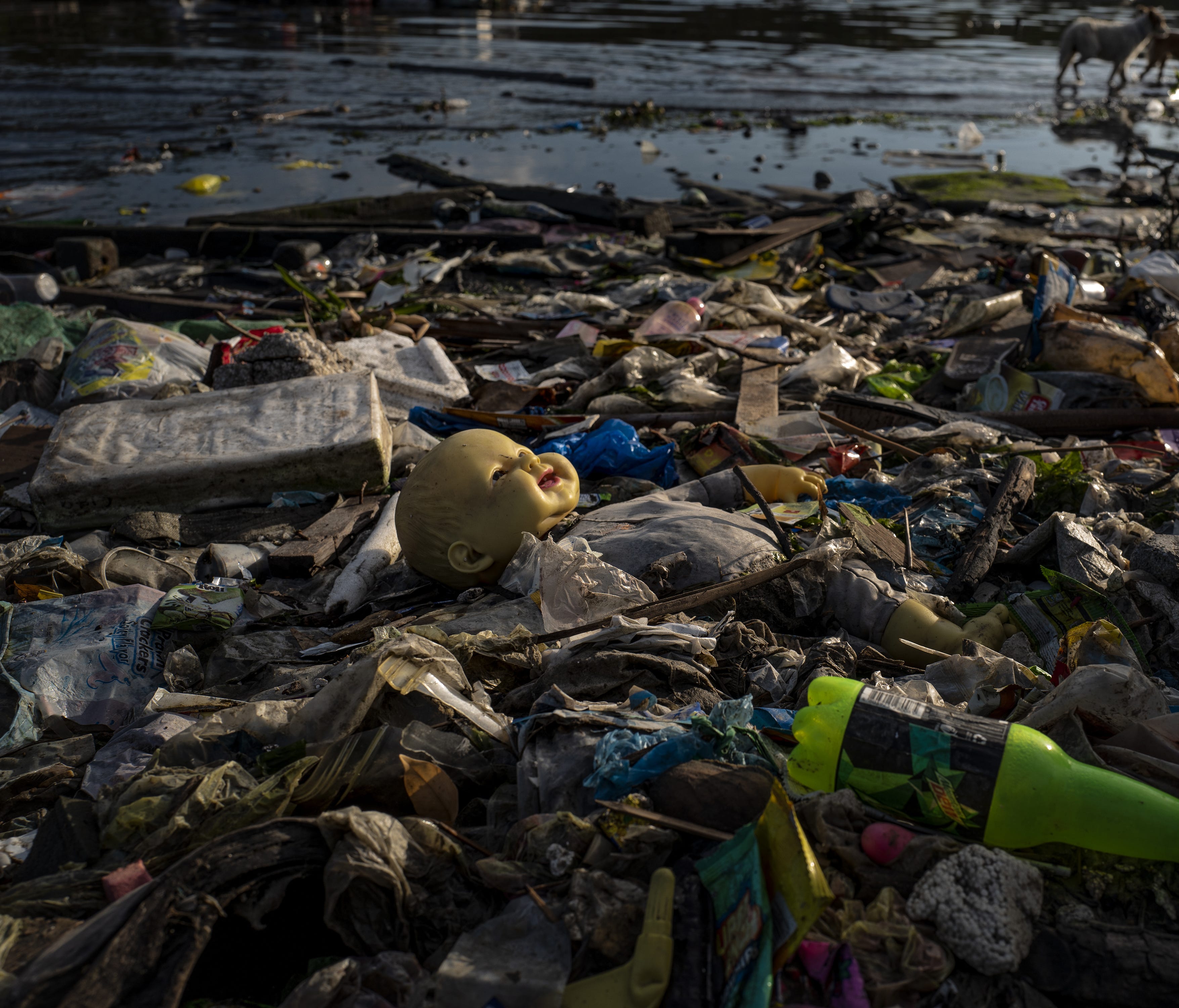 Plastic wastes fill a beach in Manila, Philippines, on April 18, 2018.