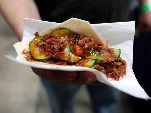 A Korean bacon taco during the 2016 Blue Ribbon Bacon