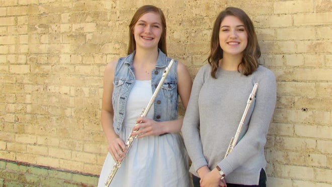 Hayley Guptill, left, and Marah Christenson are two of the three students who will perform with the Salem Pops Orchestra this Sunday.