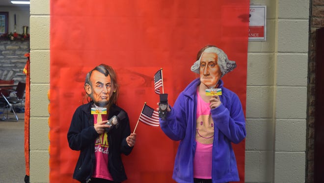 Lauren Lovell chose to represent Abraham Lincoln, while Haylie Kanipe chose George Washington.