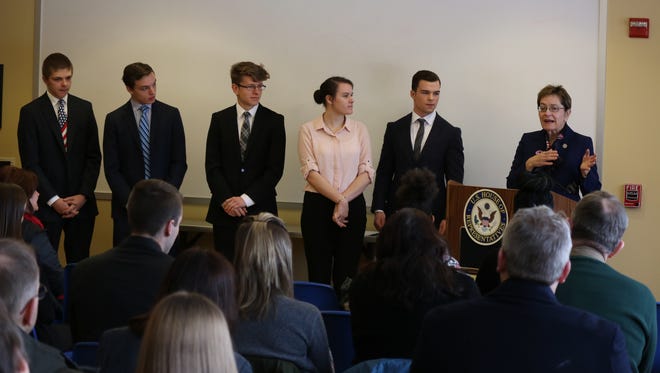 U.S. Rep. Marcy Kaptur, D-Toledo, announced and introduced the nominees entering the academies this fall from the Ohio’s 9th congressional district at the Ottawa National Wildlife Refuge on Saturday.