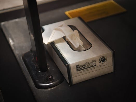 A closer look at a collection of audience chairs shows