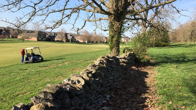 This stone wall along the fairway on the 13th hole at Rivercut Golf Course predates the Civil War.