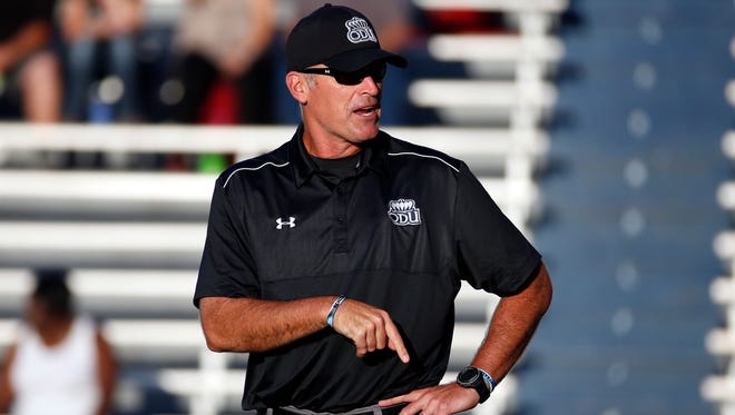 Sep 19, 2015; Norfolk, VA, USA; Old Dominion Monarchs head coach Bobby Wilder before the game against the North Carolina State Wolfpack at Foreman Field. Mandatory Credit: Peter Casey-USA TODAY Sports