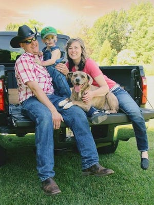 Family photo of Katherine Janet Giehll, 31; her son, Raymond Peter Giehll IV, 4; and her husband, Raymond Peter Giehll III.